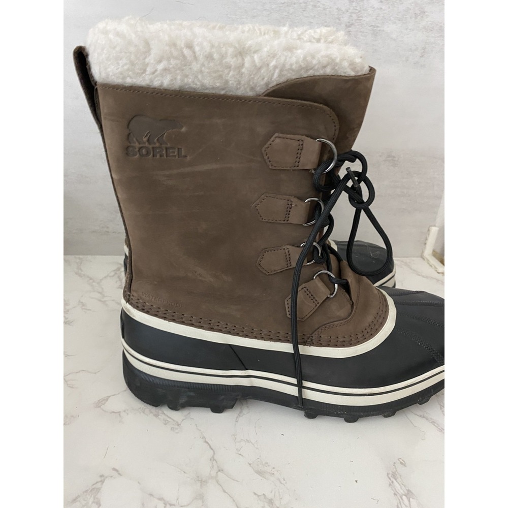 Sorel Caribou Waterproof Winter Boots Men's Sz 12 Brown Suede Insulated Snow - Picture 9 of 15